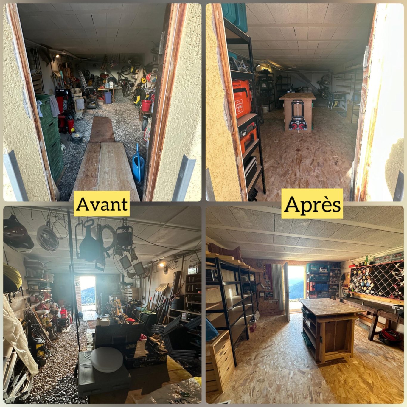 Avant / Après l’aménagement d’une cave en atelier