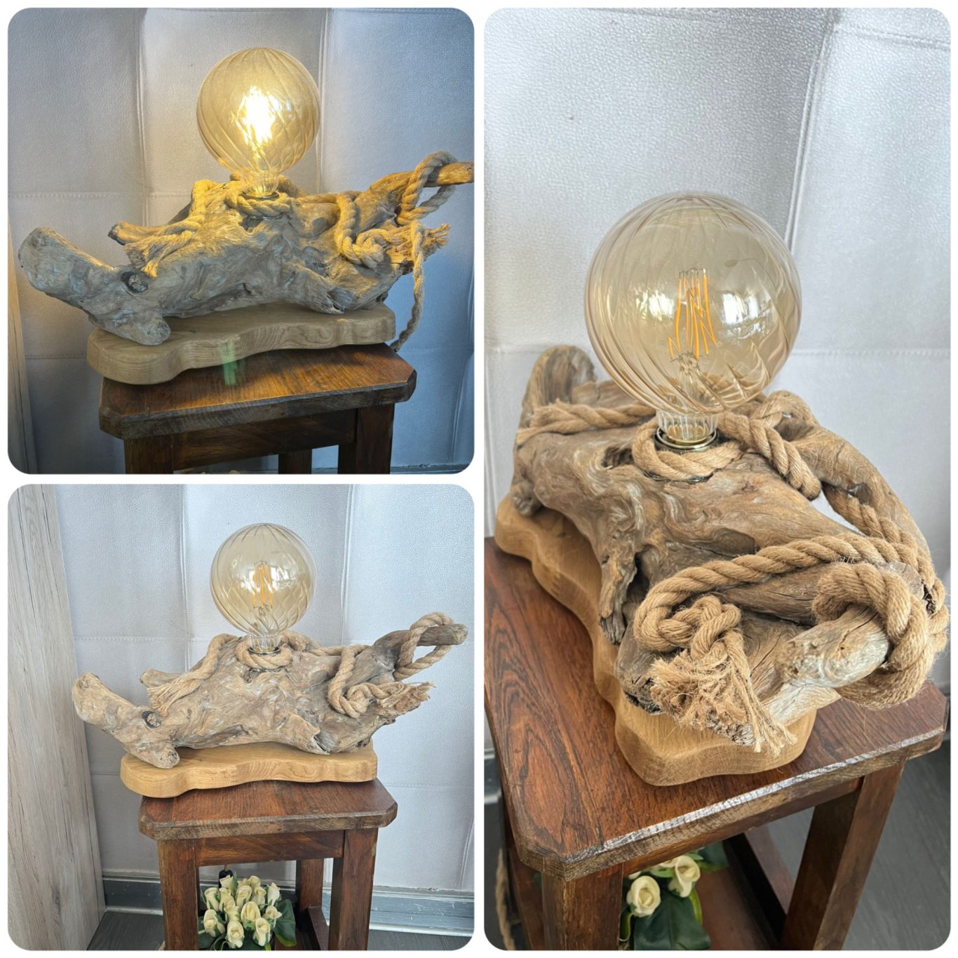 Lampe en bois flotté