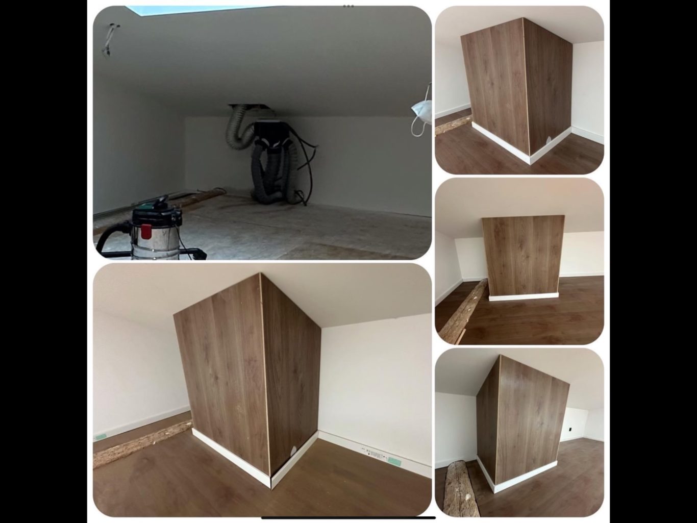 Avant / Après la fabrication d’un coffre pour une VMC